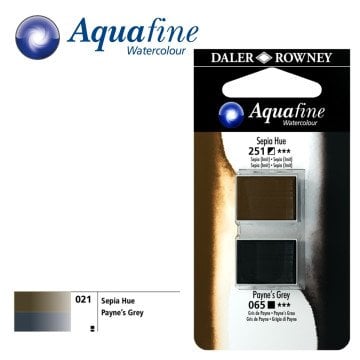 Daler Rowney Aquafine 2li Sulu Boya Tableti 251 Sepia Hue - 065 Paynes Grey