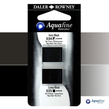 Daler Rowney Aquafine 2li Sulu Boya Tableti 034 Ivory Black - 035 Lamp Black