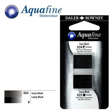 Daler Rowney Aquafine 2li Sulu Boya Tableti 034 Ivory Black - 035 Lamp Black