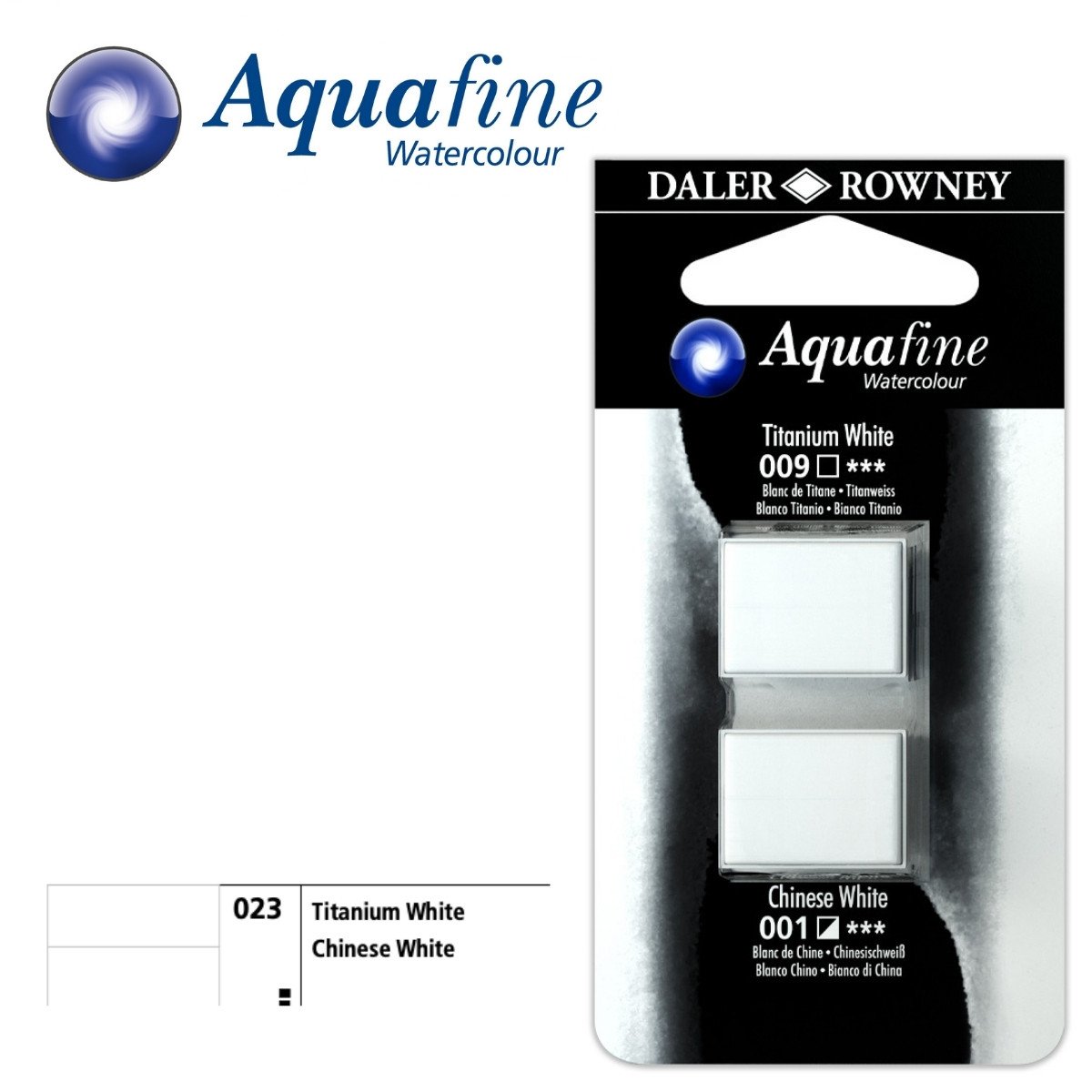 Daler Rowney Aquafine 2li Sulu Boya Tableti 009 Titanium White - 001 Chinese White