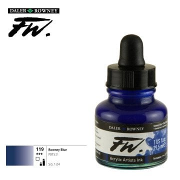 Daler Rowney Likit Akrilik (Pistole) Mürekkebi FW Ink 29.5ml 119 Rowney Blue