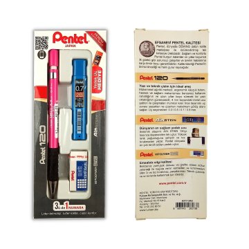 Pentel 120 A3 DX Mekanik Kurşun Kalem 3lü Set 0.7mm Pembe