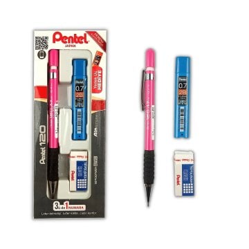 Pentel 120 A3 DX Mekanik Kurşun Kalem 3lü Set 0.7mm Pembe