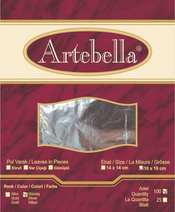 Artebella Metal İmitasyon Yaprak Varak Gümüş 16x16cm 100 Yaprak