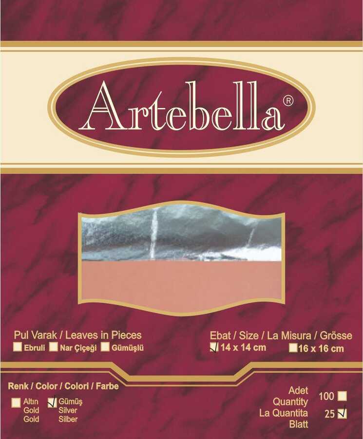 Artebella Metal İmitasyon Yaprak Varak Gümüş 14x14cm 25 Yaprak