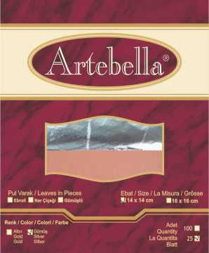 Artebella Metal İmitasyon Yaprak Varak Gümüş 14x14cm 25 Yaprak