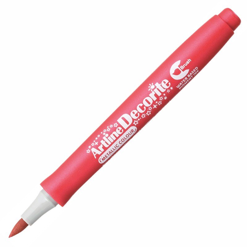 Artline Decorite Marker Kalem Fırça Uçlu Metallic Red