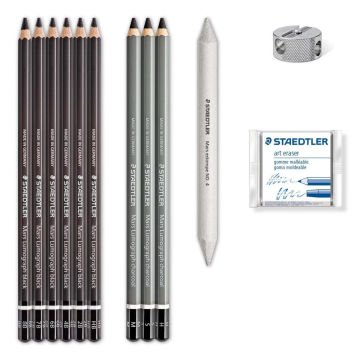 Staedtler Mars Lumograph Kömür Füzen Çizim Seti 12li