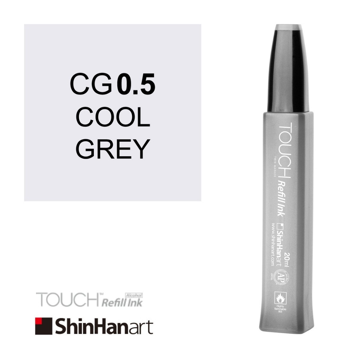 Shinhanart Touch Ink Alkol Bazlı Mürekkep 20ml CG0.5 Cool Grey