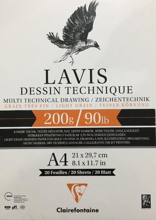 Clairefontaine Multiteknik Lavis Yapışkanlı Çizim Defteri A4 200gr 20 Sayfa