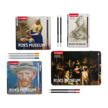 Bruynzeel Rijks Museum Graphite Dereceli Karakalem Seti 12li Rembrandt Metal Kutu