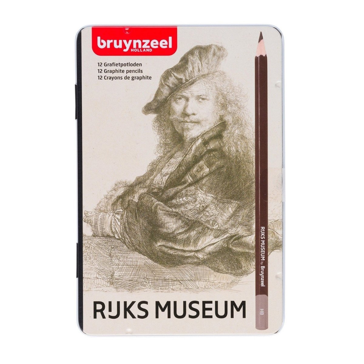 Bruynzeel Rijks Museum Graphite Dereceli Karakalem Seti 12li Rembrandt Metal Kutu