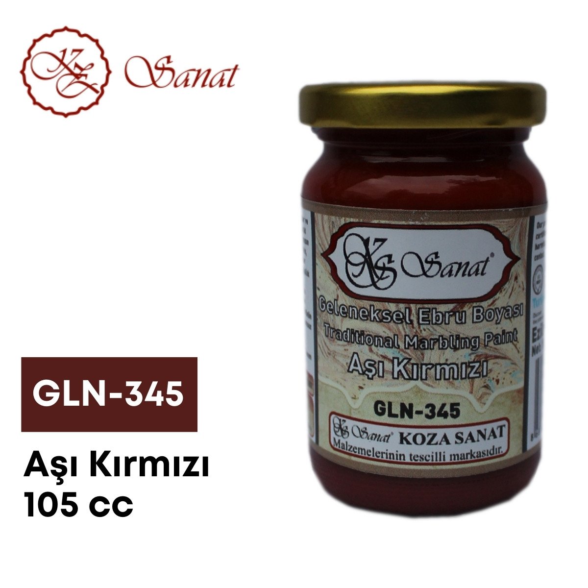 Koza Sanat Geleneksel Ebru Boyası 105cc GLN-345 Aşı Kırmızı