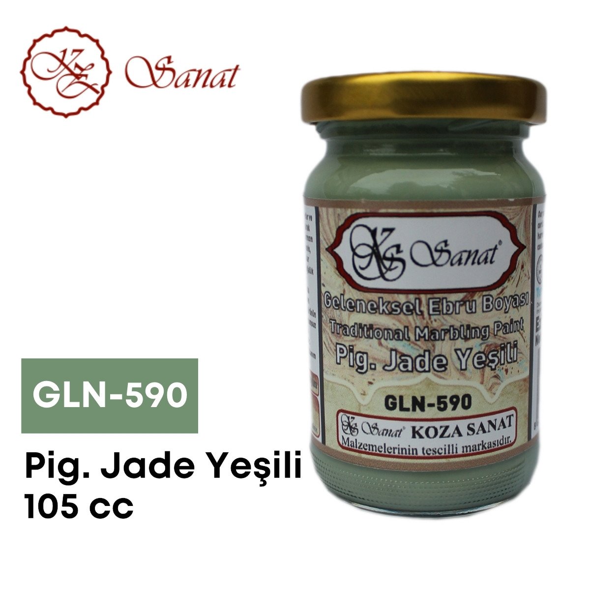 Koza Sanat Geleneksel Ebru Boyası 105cc GLN-590 Pigment Jade Yeşil