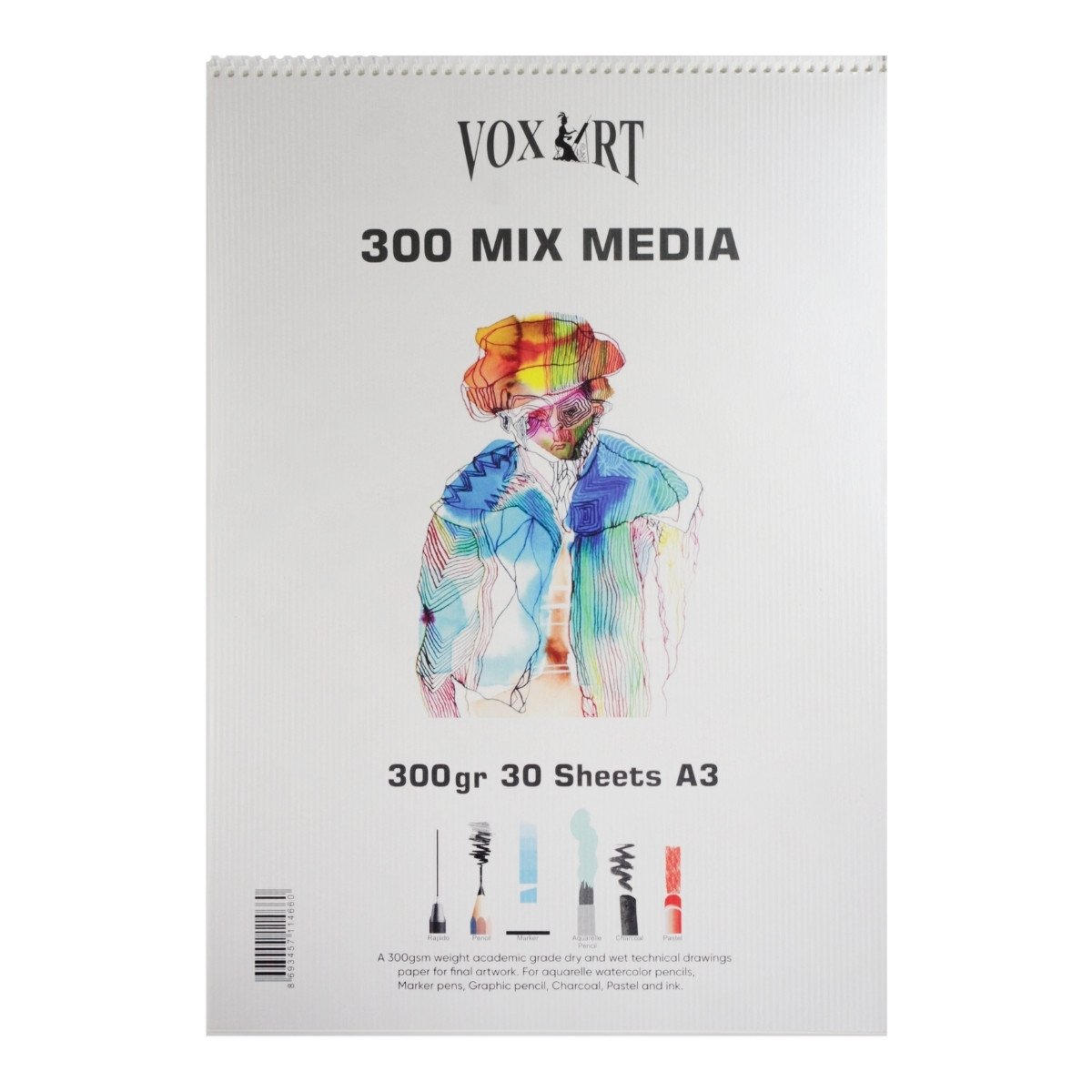 Vox Art Academic Mix Media Sketchbook A3 300gr 30yp Spiralli