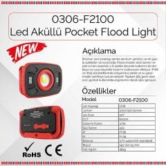 Brio Led Akülü Lamba Flood Light 1000L