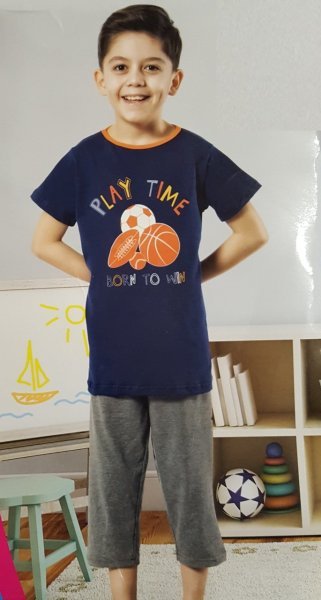 Donex 966 Erkek Çocuk Kısa Kol Kapri Pijama Takımı