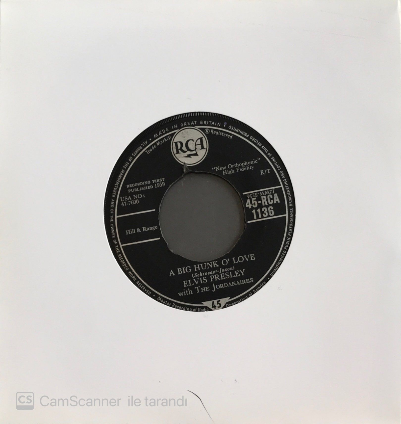 Elvis Presley - A Big Hunk O'Love 45lik