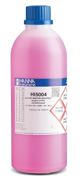 HANNA HI5004-R pH 4.01 - 25oC Red Technical Calibration Buffer, 500 mL