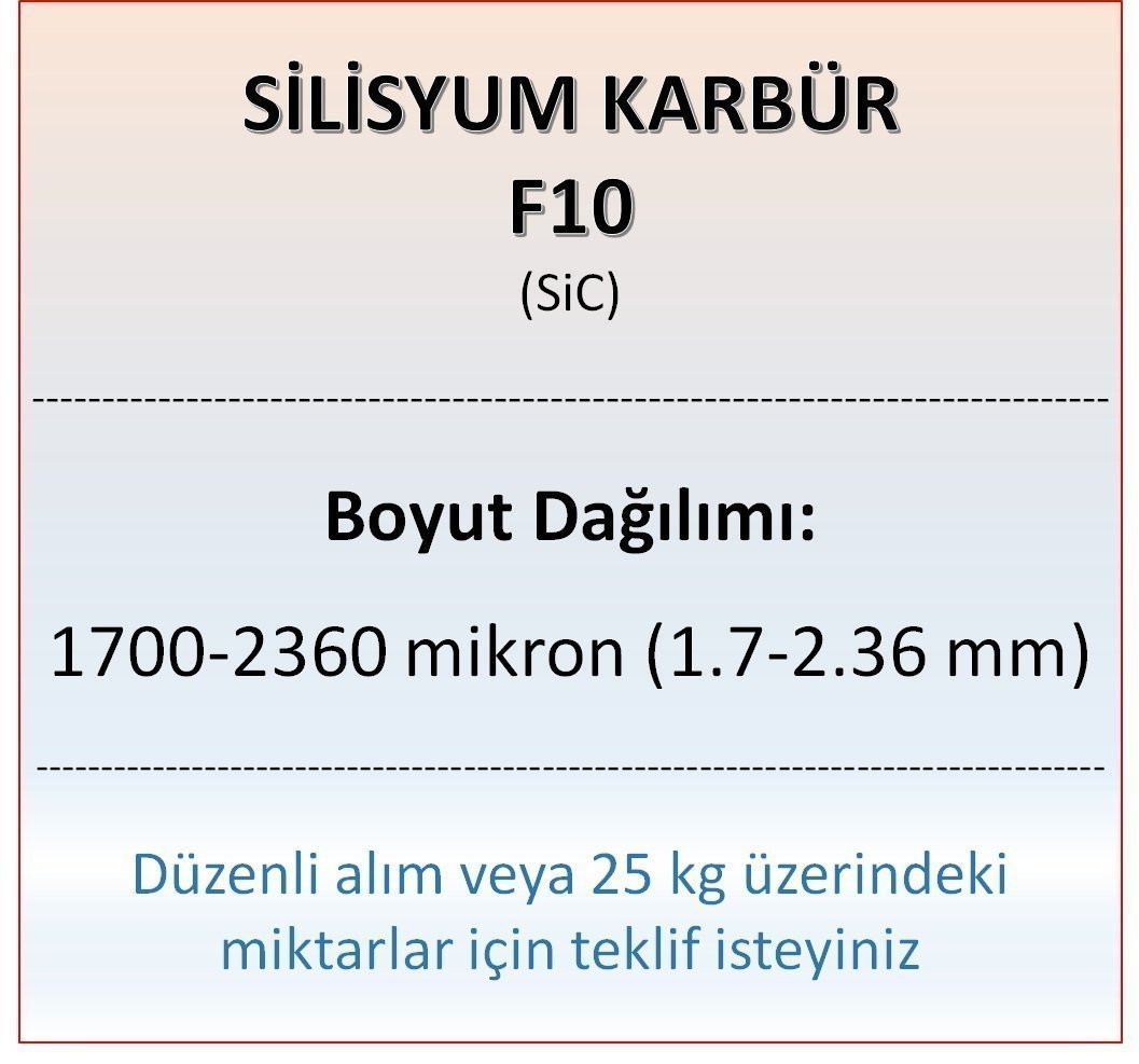 Silisyum Karbür F10 - SiC - 1700-2360 mikron 500 gram