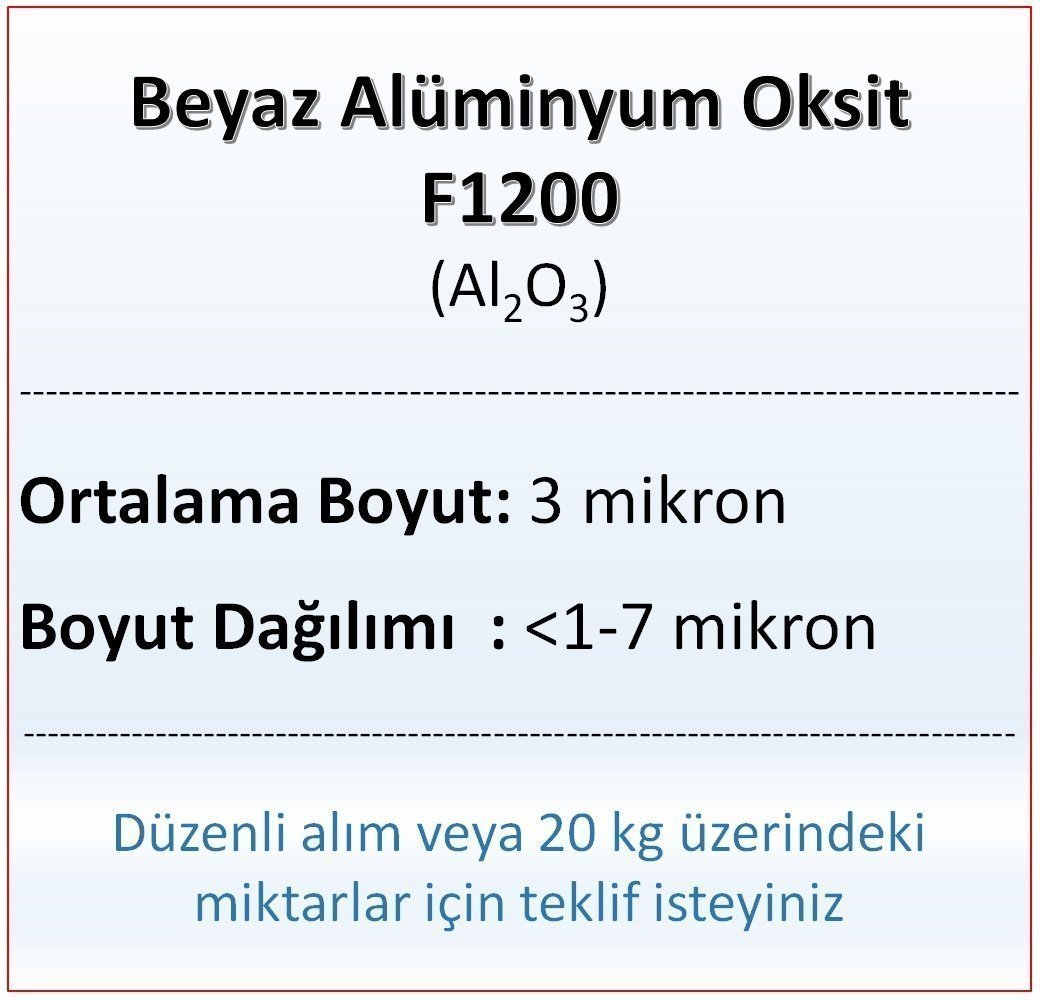 Alüminyum Oksit F1200 - Al2O3 - 3 mikron 20 kg