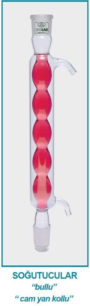 İSOLAB 033.13.253 soğutucu - bullu - 400 mm - dişi:NS29/32 - erkek:NS29/32 - cam yan kol (1 adet)