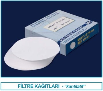 İSOLAB 105.03.125 filtre kağıdı - kantitatif - M&Nagel - 125 mm - siyah bant - hızlı akış hızı (100 adet)