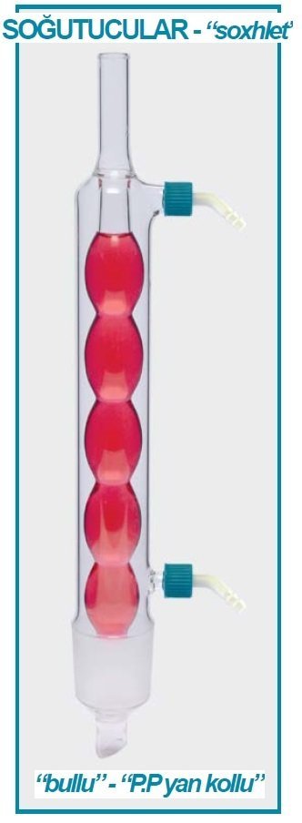 İSOLAB 035.12.030 soğutucu - Allihn - soxhlet için - 30 ml - erkek:NS 29/32 - P.P yan kol (1 adet)