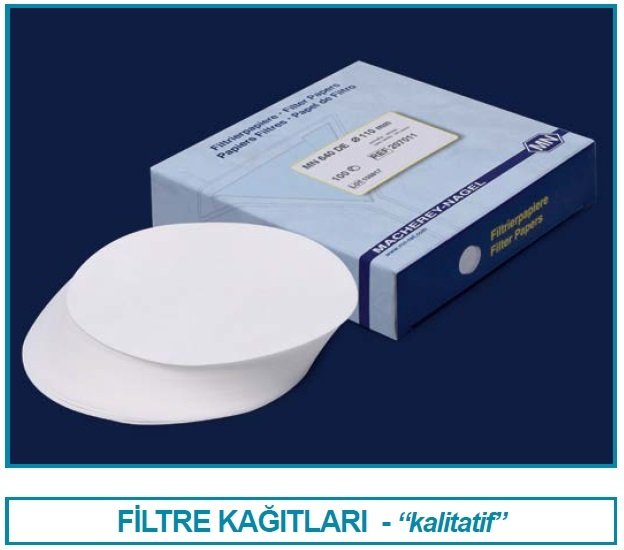 İSOLAB 106.03.125 filtre kağıdı - kalitatif - M&Nagel - 125 mm - siyah bant - hızlı akış hızı (100 adet)