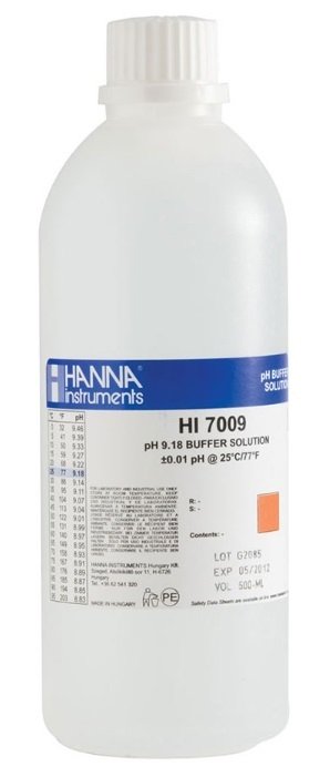 HANNA HI7009L/C pH 9.18 -  25oC  Calibration Buffer with Certificate of Analysis, 500 mL bottle