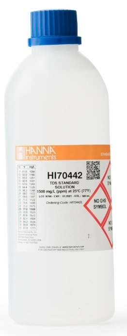 HANNA HI70442L 1500 mg/L (ppm) TDS value - 25oC, 500 mL bottle