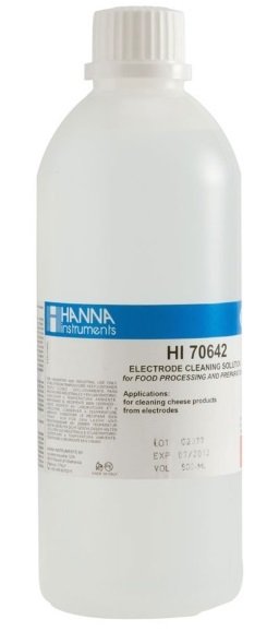 HANNA HI70642L Cleaning Solution for Cheese Deposits (Food Industry), 500 mL bottle