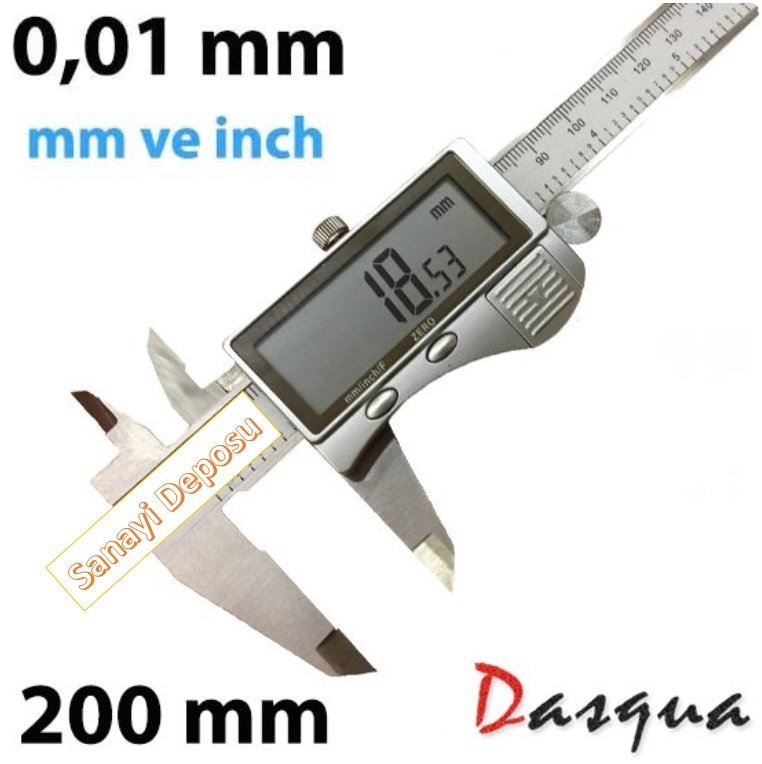 Dasqua 2111-200 Geniş Ekranlı Kumpas 0-200 mm