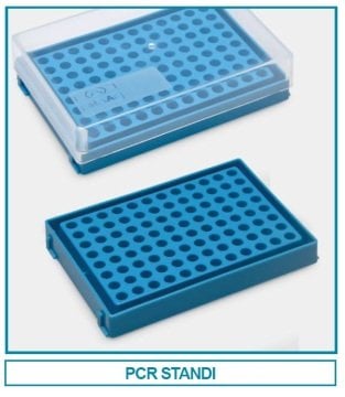 İSOLAB 089.03.012B PCR tüp standı - 96 delikli - mavi (1 adet)