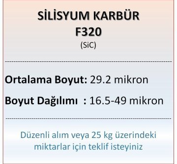 Silisyum Karbür F320 - SiC - 29.2 mikron - 500 gram