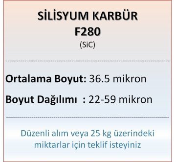 Silisyum Karbür F280 - SiC - 36.5 mikron - 25 KG