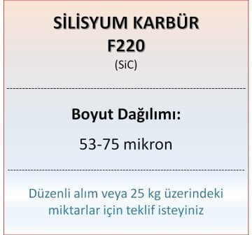 Silisyum Karbür F220 - SiC - 53-75 mikron - 25 KG