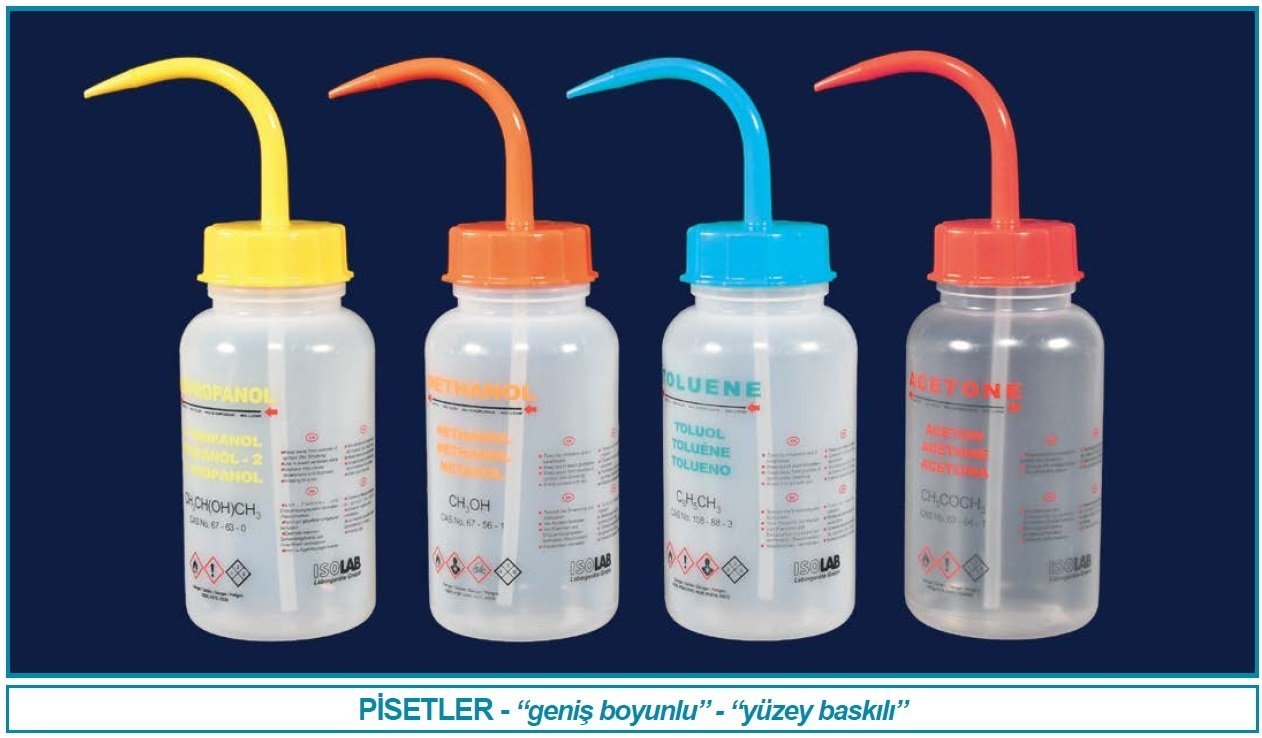 İSOLAB 062.51.501 piset - orta boyunlu - baskılı - distile su - 500 ml (1 adet)
