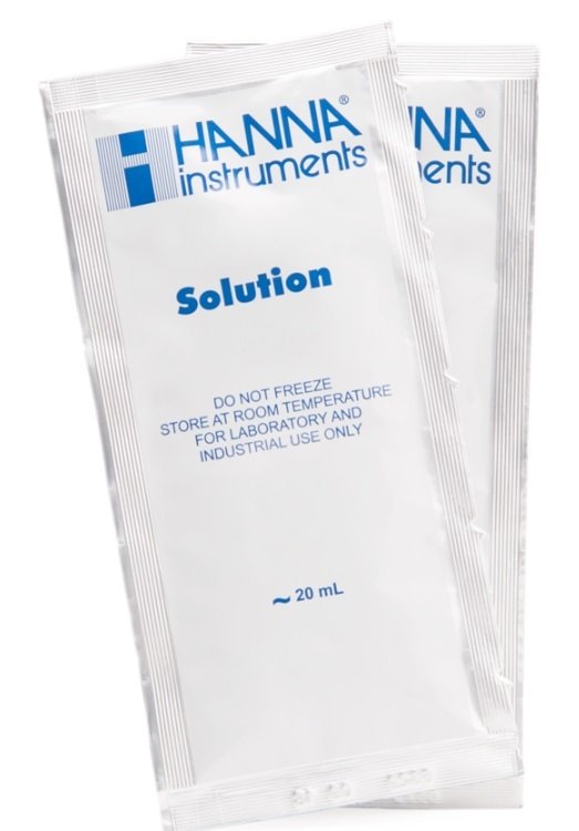 HANNA HI77100C 1413 uS/cm and pH 7.01 -  25oC Calibration Solution Sachets with certificate of analysis, (10 each x 20 mL)
