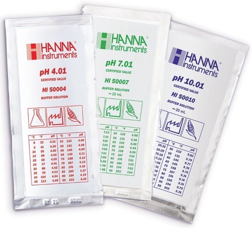 HANNA HI77400P pH 4.01 & 7.01 -  25oC Calibration Solution Sachets,  (5 each x 20 mL)