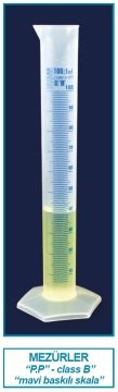 İSOLAB 016.06.100 mezür - uzun from - P.P - B kalite - mavi skala - 100 ml (1 adet)
