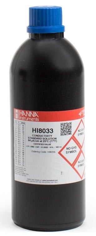 HANNA HI8033L 84 uS/cm EC value - 25oC, 500 mL FDA bottle