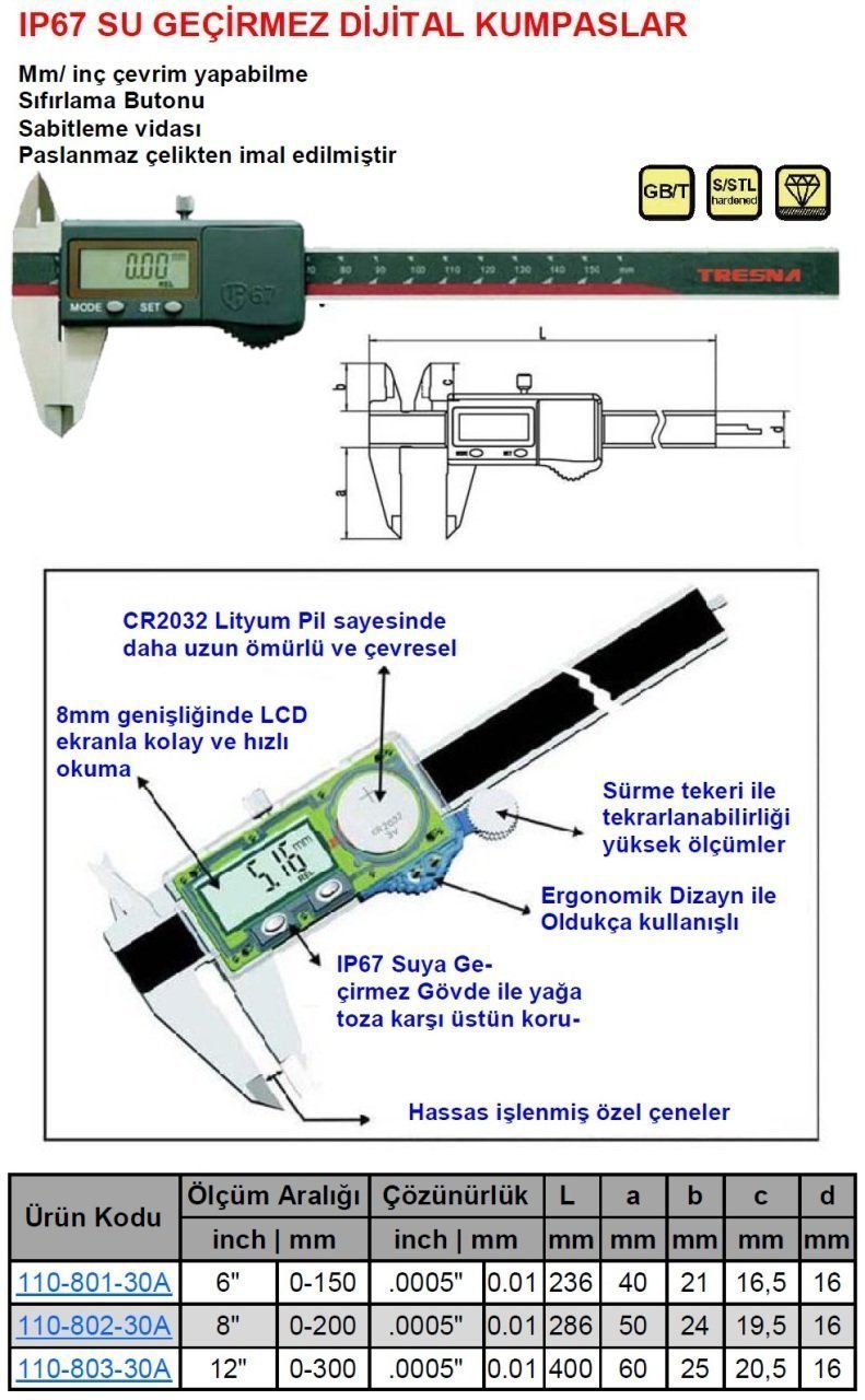 Su Geçirmez Dijital Kumpas