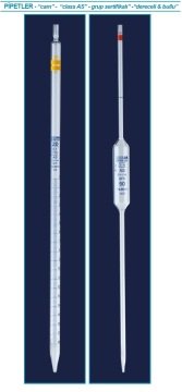 İSOLAB 021.01.001 pipet - cam - dereceli - AS kalite - grup sertifikalı - mavi skala - 1 ml (10 adet)