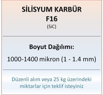 Silisyum Karbür F16 - SiC - 1000-1400 mikron - 25 KG