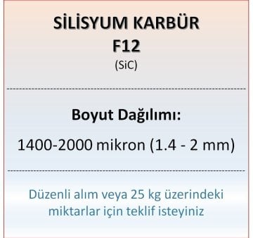 Silisyum Karbür F12 - SiC - 1400-2000 mikron - 25 KG