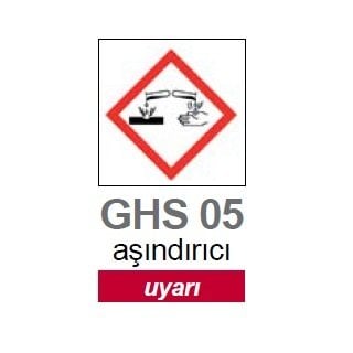 İSOLAB 099.15.T03 aşındırıcı piktogramı GHS 5 uyarı etiketi 37x52mm-250 etiket