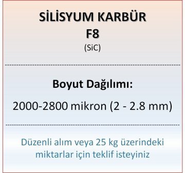 Silisyum Karbür F8 - SiC - 2000-2800 mikron - 1 KG