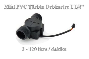 Türbin Debimetre Mini PVC 3-120 litre/dakika (1 1/4'' bağlantılı)