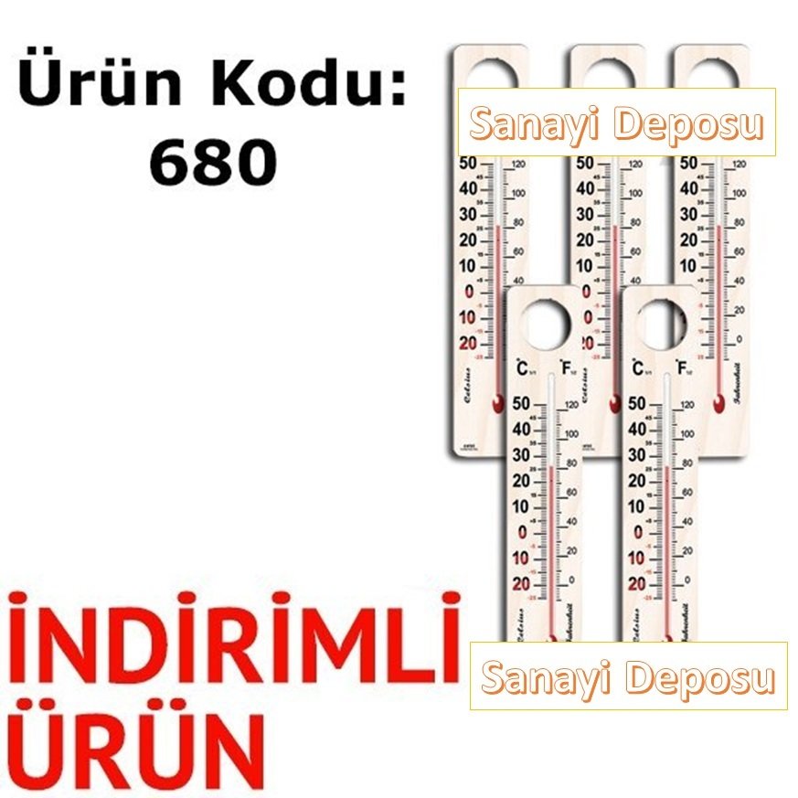 5 ADET Model 680 Büyük Tip Ahşap Oda Termometresi